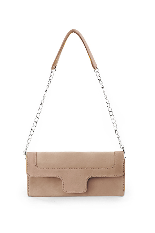 Dress clutch for wedding and parties in biscuit beige leather - Top view